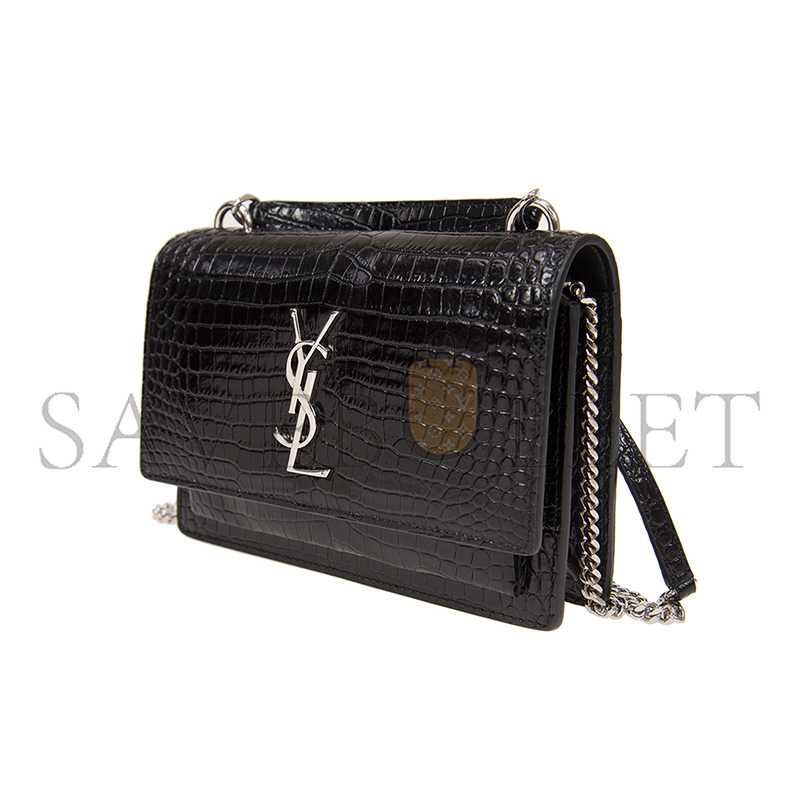 Y*L sunset chain wallet in crocodile-embossed shiny leather 533026dnd1n1000 (19*14*5.5cm)